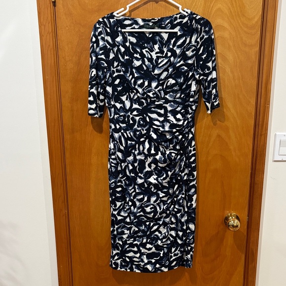 Ralph Lauren Dresses & Skirts - Ralph Lauren Navy and White Abstract Print Midi Dress